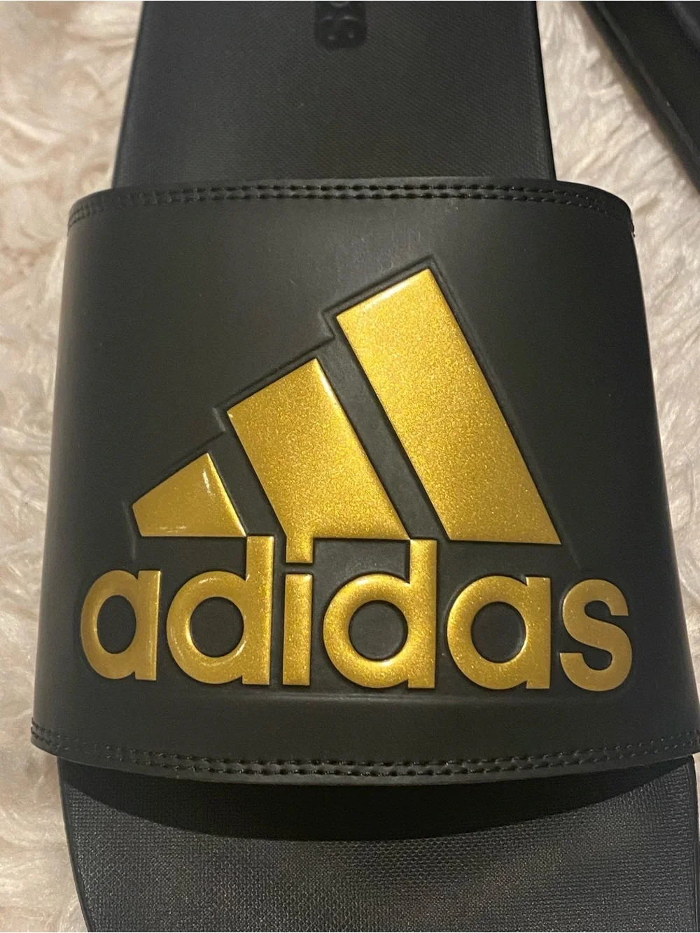 NWT ADIDAS Men’s Adilette Comfort Slides Size 18 BLACK GOLD